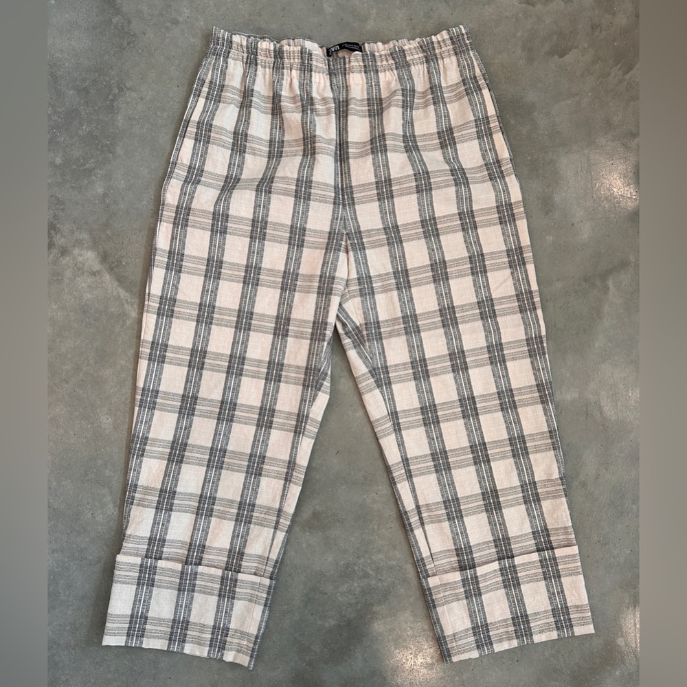 Zara Plaid Cropped Suit Pants XL